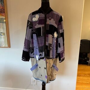 Patchwork Jacket with Purple and Black Accents
